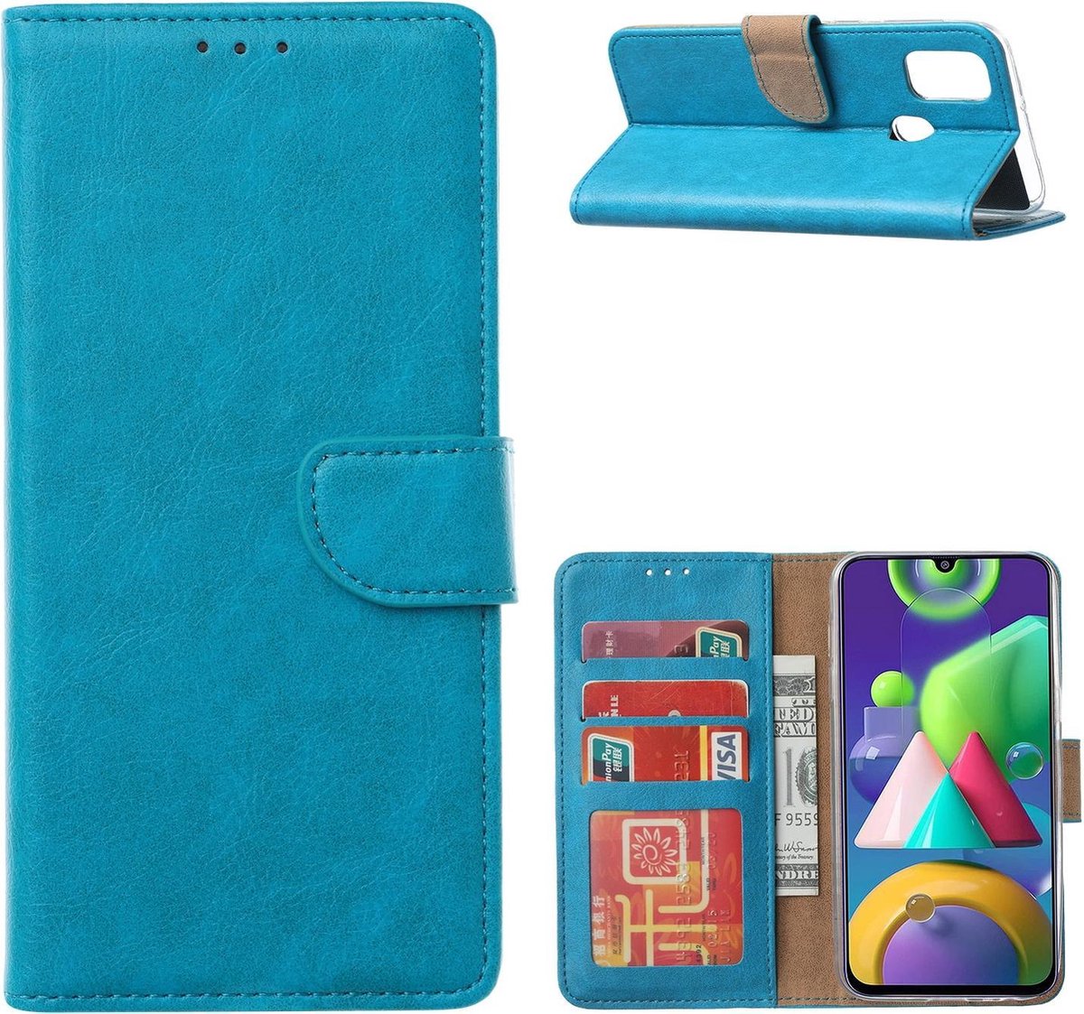 Galaxy M31 Hoesje Turquoise met Standaard