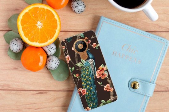 Housse TPU Silicone Etui pour Nokia 5.3 Coque Téléphone Peacock Avec Des Fleurs