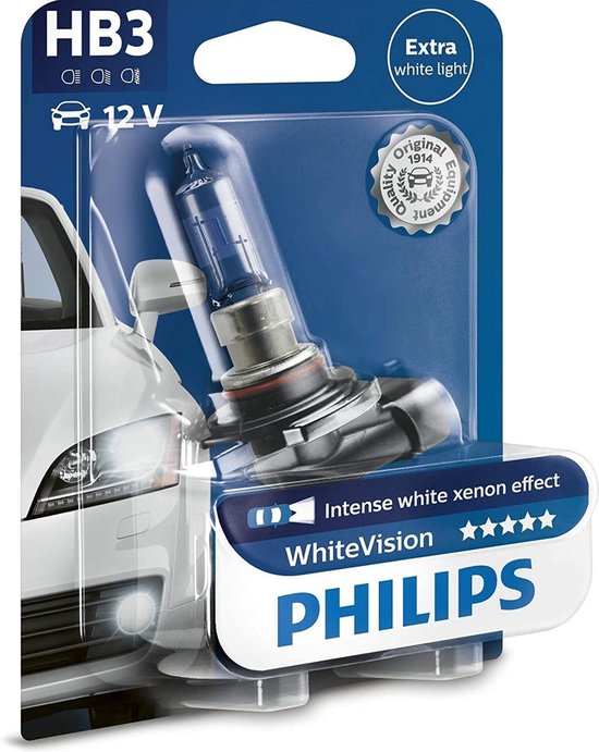 Philips Ampoules de voiture Hb3 Whitevision 12v / 65w Blanc 2 pièces |  bol.com