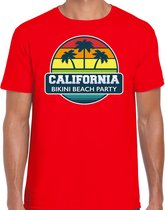 California zomer t-shirt / shirt California bikini beach party voor heren - rood - California beach party outfit / vakantie kleding /  strandfeest shirt 2XL