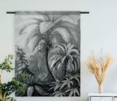 Villa Madelief Wandkleed Jungle zwart wit - Wandkleden - Katoen - 120x160cm - Wandkleed - Wandtapijt - Wanddecoratie voor thuis - Makkelijk op te hangen - Poster met houten hangers