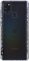 Casetastic Samsung Galaxy A21s (2020) Hoesje - Softcover Hoesje met Design - Black Mandala Print