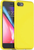Silicone case geschikt voor Apple iPhone SE 2020 / SE 2022 - geel + Glazen screen protector