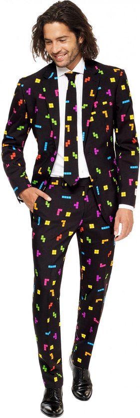OppoSuits Tetris™ - Mannen Kostuum - Zwart - Carnaval - Maat 50 | bol.com