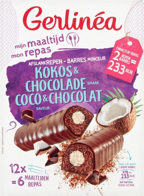 Gerlinea Maaltijdrepen - Chocolade & Kokos - 12 stuks