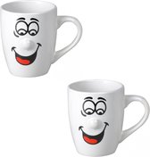 Set van 4x stuks koffiemokken/bekers Smiley model 3 van 300 ml