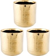 3x Gouden ronde plantenpotten/bloempotten Cerchio 13 cm keramiek - Plantenpot/bloempot metallic goud - Woonaccessoires