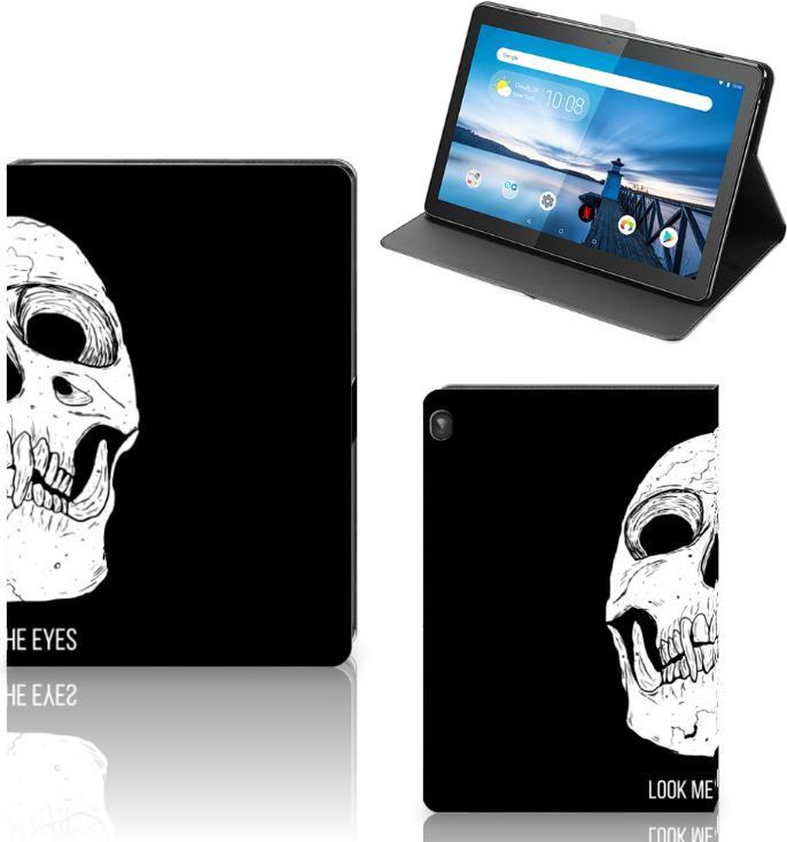 Book Case Lenovo Tablet M10 Tablet Hoes met Standaard Skull Eyes