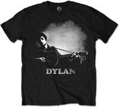 Bob Dylan Heren Tshirt -M- Guitar & Logo Zwart
