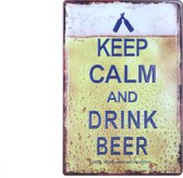 Wandbord – Mancave – Keep Calm Drink Beer - Vintage - Retro -  Wanddecoratie – Reclame bord – Restaurant – Kroeg - Bar – Cafe - Horeca – Metal Sign - Bier - 20x30cm