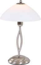 Steinhauer Capri - Tafellamp - 1 lichts - Staal - Wit albast glas