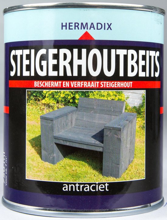 Hermadix Steigerhoutbeits - 0,75 liter - Antraciet
