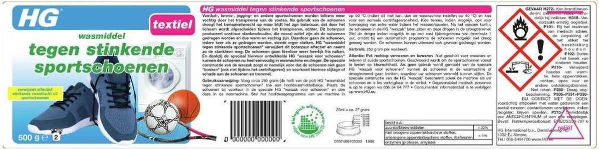 HG Wasmiddel Tegen Stinkende Sportschoenen 0.5kg | bol.com