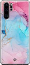 Huawei P30 Pro hoesje siliconen - Marmer blauw roze | Huawei P30 Pro case | multi | TPU backcover transparant