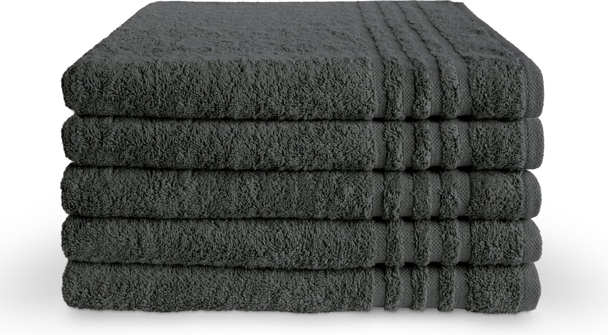 Byrklund Badlakenset - Antraciet - 70x140 cm - 5 Stuks