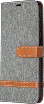 Denim Book Case - Samsung Galaxy A21s Hoesje - Grijs