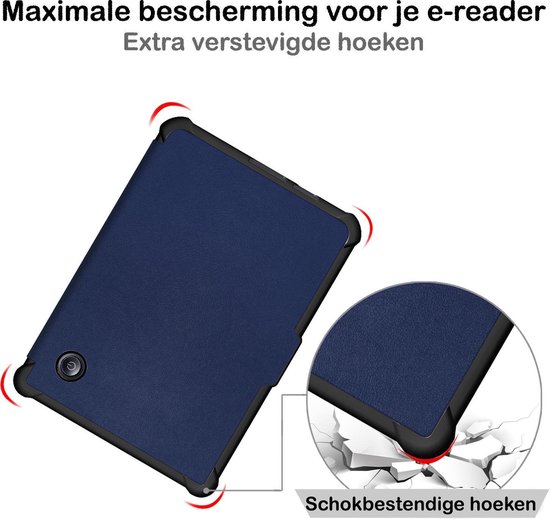 Hoesje Geschikt voor Kobo Libra H2O Hoesje Luxe Bescherm Case Trifold - Hoes Geschikt voor Kobo Libra H2O Hoes Book Cover - Donkerblauw van Mr. Safe Guard — afbeelding 5
