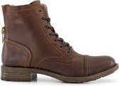 NoGRZ R.Mylne - Dames Leren enkellaars - Winter veterboots - Wol gevoerd - Cognac - Maat 38