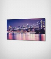 Brooklyn Bridge Canvas- 100 x 60 cm - Steden - Schilderij - Canvas - Slaapkamer - Wanddecoratie  - Slaapkamer - Foto op canvas
