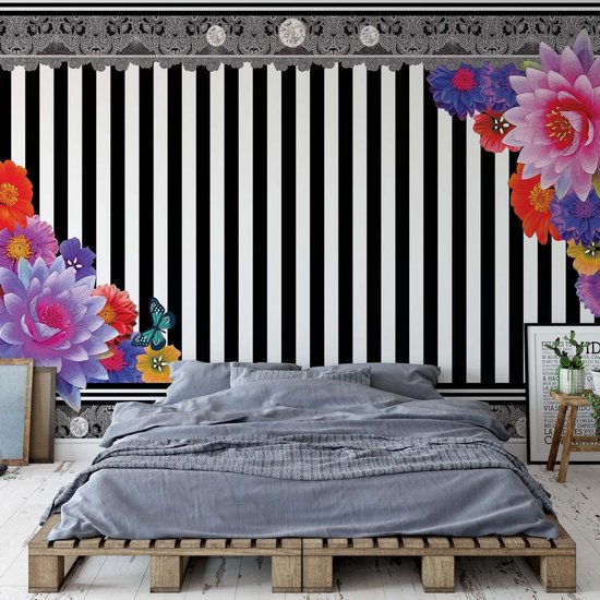 Papier peint Floral Stripes | XXL - 206 cm x 275 cm | Polaire 130g / m2