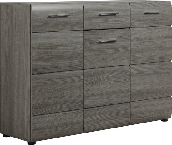 Unité Murale Trendsmart Living - 4 Meubles Pour Salon, Bois Gris Graphite Et Vieilli, Avec LED, 343 X 189 X 40 Cm
