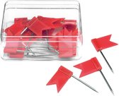 Alco punaise vlaggetjes - 20x - voor prikbord/memobord/wereldkaart - rood