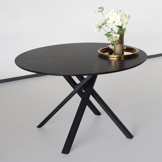 Augment kroeg Sandalen Eettafel rond Ronsi zwart 150cm ronde tafel | bol.com