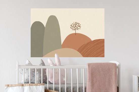 Muurstickers - Sticker Folie - Pastel - Bergen - Landschap - Abstract - 90x60 cm - Plakfolie - Muurstickers Kinderkamer - Zelfklevend Behang - Zelfklevend behangpapier - Stickerfolie