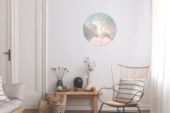 WallCircle - Wall Circle - Wall Circle Indoor - Ciel - Nuages ​​- Soleil - Nature - 30x30 cm - Décoration murale - Peintures Ronds