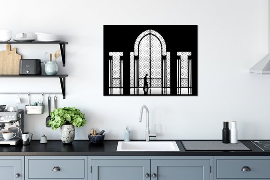 Cadre photo avec poster - Zwart - Wit - Fenêtre - Homme - 80x60 cm - Cadre poster