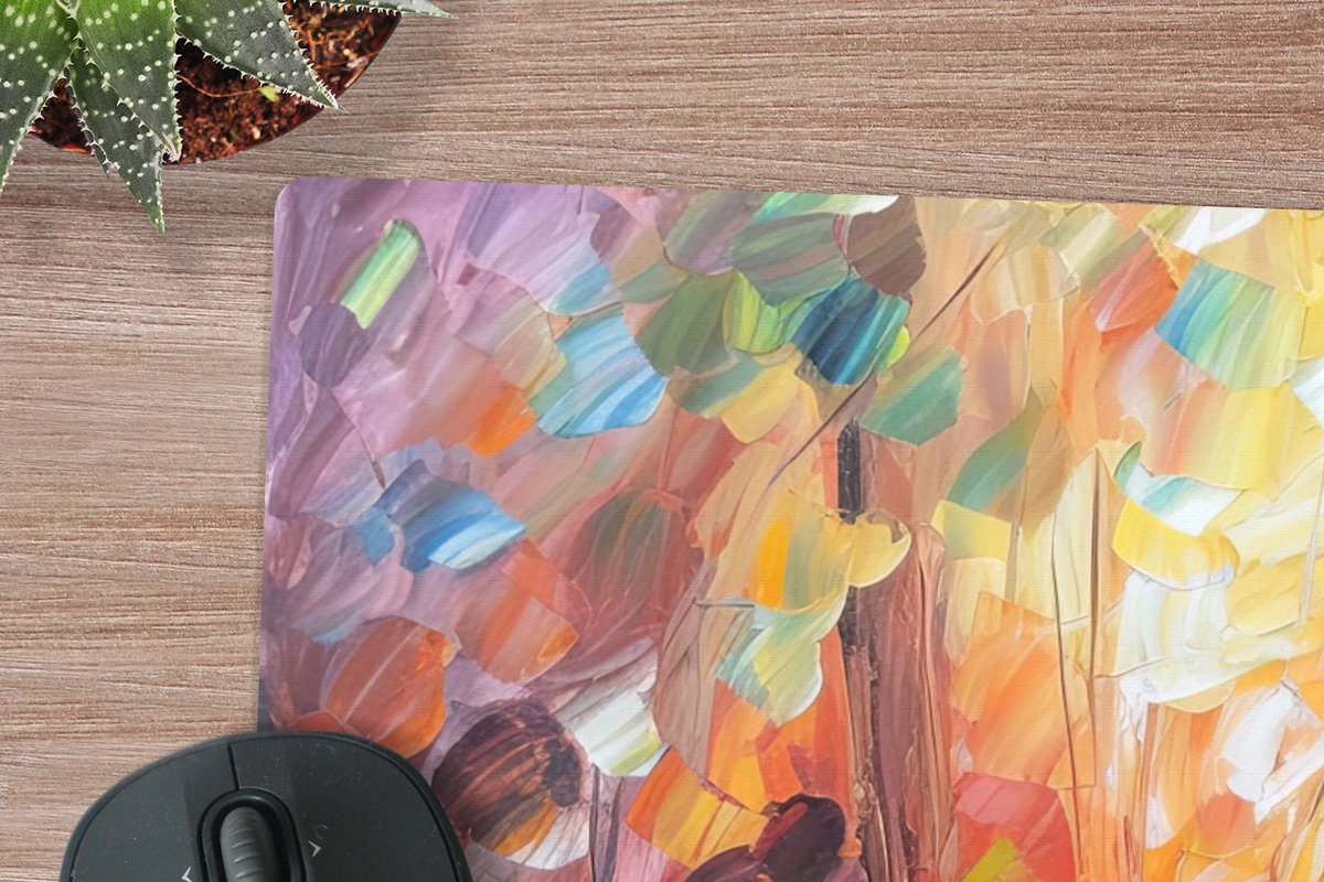 Muismat XXL 120x80 cm - Bureau onderlegger - Bureau mat Kleurrijk - Olieverf - Water - Boot - Bureaumat - Gaming mousepad xl - Bureaulegger groot - Computer deskmat