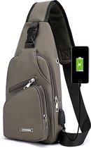 Fanny Pack – Crossbody Tas – Met USB-oplaadpoort – Heren – Borst Tas – Anti-Diefstal – Khaki