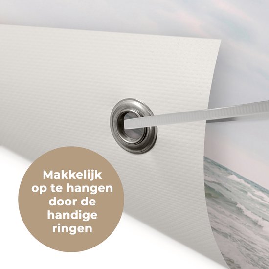 Tuinposter 60x80 cm - Tuindecoratie Zee - Strand - Golven - Natuur - Zomer - Poster voor in de tuin - Buiten decoratie - Schutting tuinschilderij - Tuindoek muurdecoratie - Wanddecoratie balkondoek