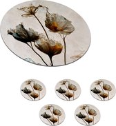 Onderzetters voor glazen - Rond - Vintage - Bloemen - Planten - Abstract - 10x10 cm - Glasonderzetters - 6 stuks