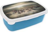 Lunch box Blauw - Lunch box - Boîte à pain - Paarden - Nature - Brume - Animaux sauvages - 18x12x6 cm - Enfants - Garçon
