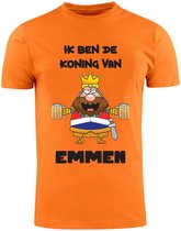 Ik ben de Koning van Emmen Oranje Heren T-Shirt | Koningsdag | Shirt