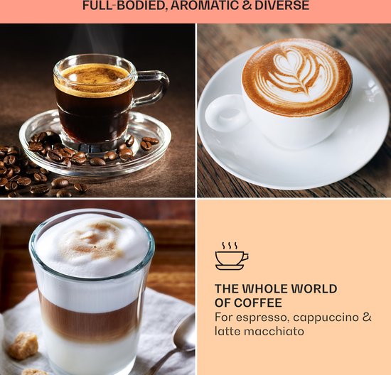 Klarstein Koffiemachine Espresso Pistonmachine met Melkopschuimer, 1,8 L Mini Espressomachine met Piston, 20 Bar RVS Compact, Melkreservoir, 1350 W Koffiemachine voor Gemalen Koffie - Stoompijpje Touch LED - Coffee Machine