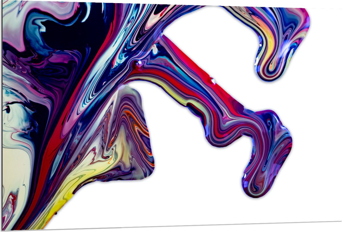 Dibond - Uitlopende Verf van Verschillende Kleuren - 120x80 cm Foto op Aluminium (Wanddecoratie van metaal)