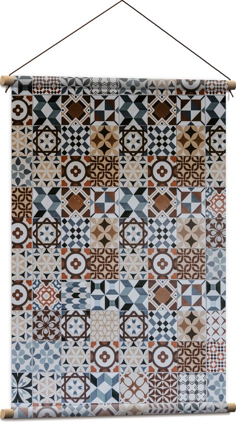 Textielposter - Patroon van Tegeltjes met Verschillende Patronen - 60x90 cm Foto op Textiel