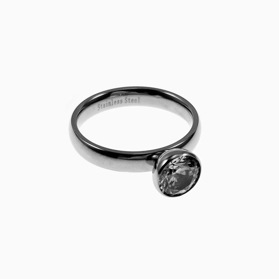 Ring pour femme avec élément à vis en zircone - Acier ton Argent