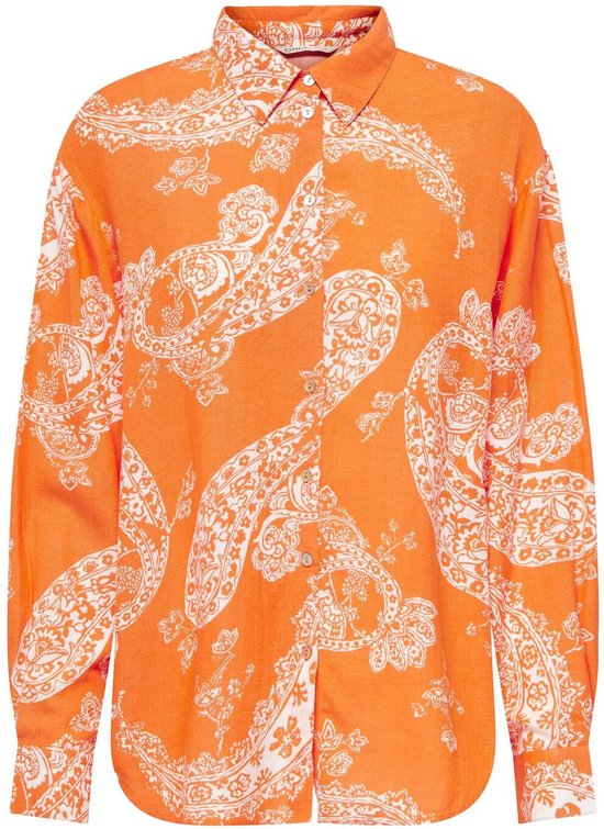Only Blouse Onlbella Linen L/s Loose Shirt Ptm 15289378 Orange Peel/large Pais Dames Maat - S