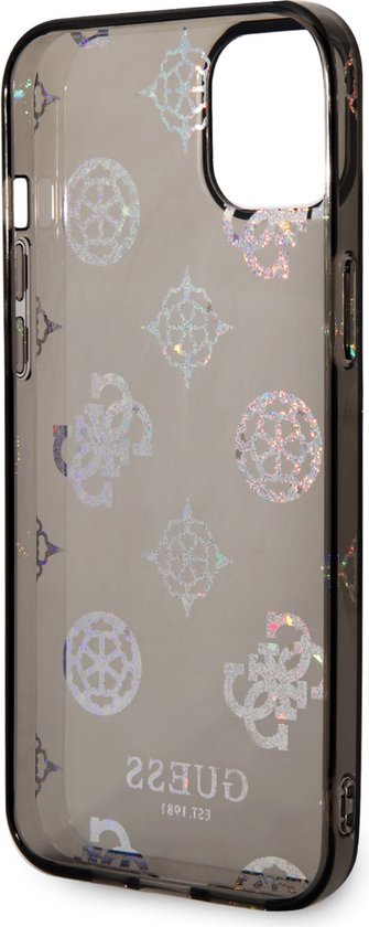 Glitter arrière à paillettes Guess 4G Peony pour Apple iPhone 14 Plus (6,7") - Zwart