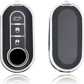 Autosleutel hoesje - TPU Sleutelhoesje - Sleutelcover - Autosleutelhoes - Geschikt voor Fiat 500 - zwart - A3 - Auto Sleutel Accessoires gadgets - Kado Cadeau man - vrouw