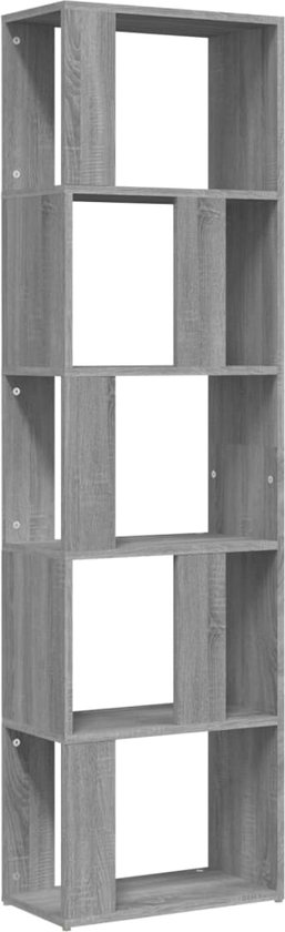 vidaXL - Boekenkast - 45x24x160 - cm - bewerkt - hout - grijs - sonoma - eikenkleurig