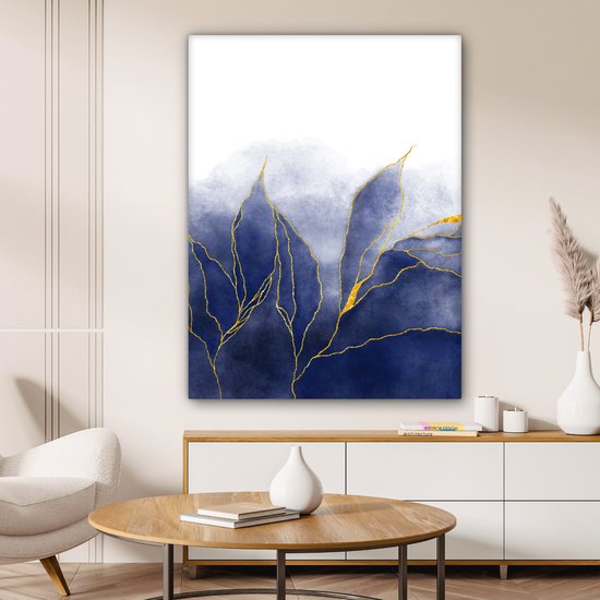 Geboortebord zoon minimalistisch blauw goud betonlook Raven