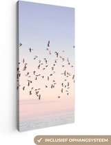 Canvas Schilderij Vogels - Zee - Lucht - Natuur - Zomer - 40x80 cm - Wanddecoratie