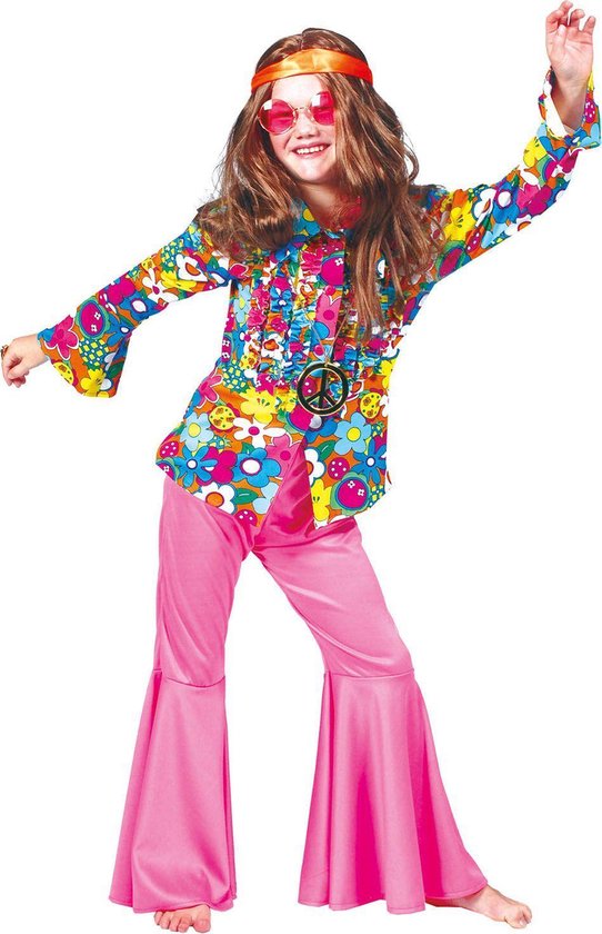 Funny Fashion - Hippie Kostuum - Hippie Broek Roze Meisje - roze - Maat 164  -... | bol.com