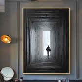 Allernieuwste.nl® Canvas Schilderij EINDELIJK - Kunst aan je Muur - XL woonkamer poster - 80 x 120 cm - Zwart Wit