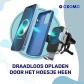 Oxomo Premium Telefoonhouder met Draadloos opladen Auto - 15W snellader - Magsafe Autohouder - Ventilatierooster, Dashboard, Raam - Premium Telefoonhouder