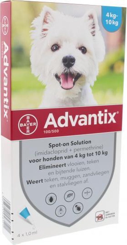 gevolg Uitwerpselen opener Bayer Advantix Vlooien & Teken Pipetten - Hond 4 tot 10 kg - 4 stuks |  bol.com